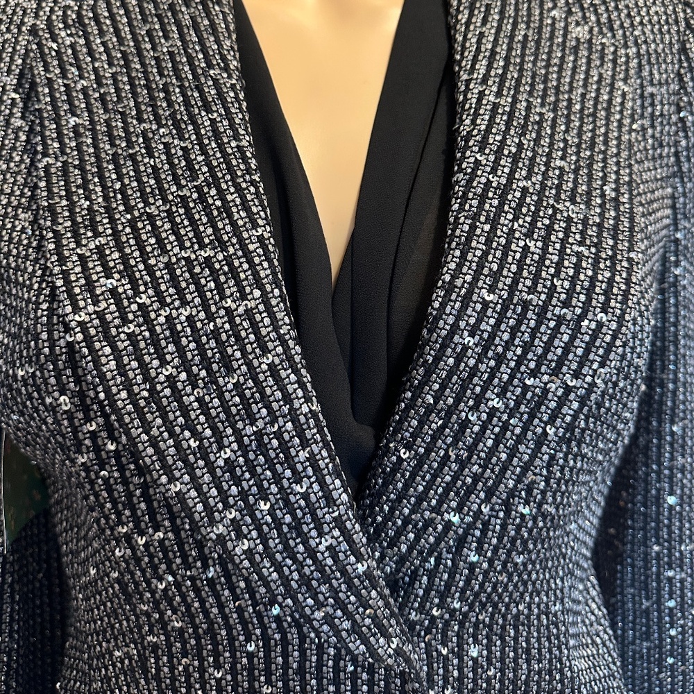 Escada Black and Silver Wool 3 Button Tailored Blazer Sz 34 - Picture 3 of 6